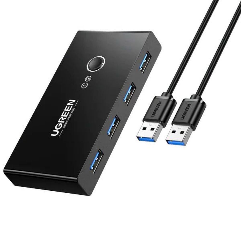 UGREEN USB 3.0 4-Port Switch With 2 Pack USB Male Cable 30768
