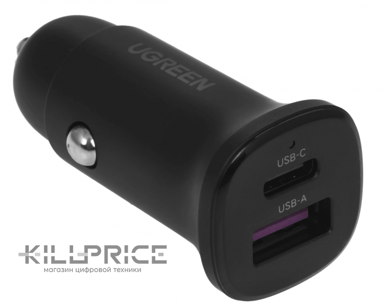 UGREEN EC305 car charger USB-C USB-A 30W-black 45278