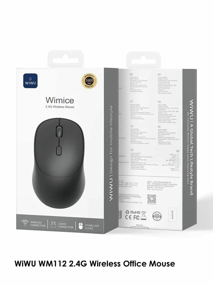 WIWU WM112 2.4G Wireless Office Mouse  Black