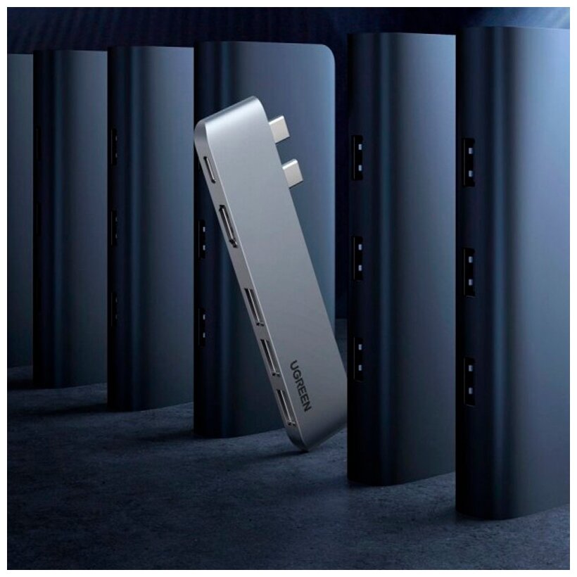 UGREEN CM251 5IN2 Dual Type-C to HDMI*1 USB3.0*3 USB-C*1 HUB 60559